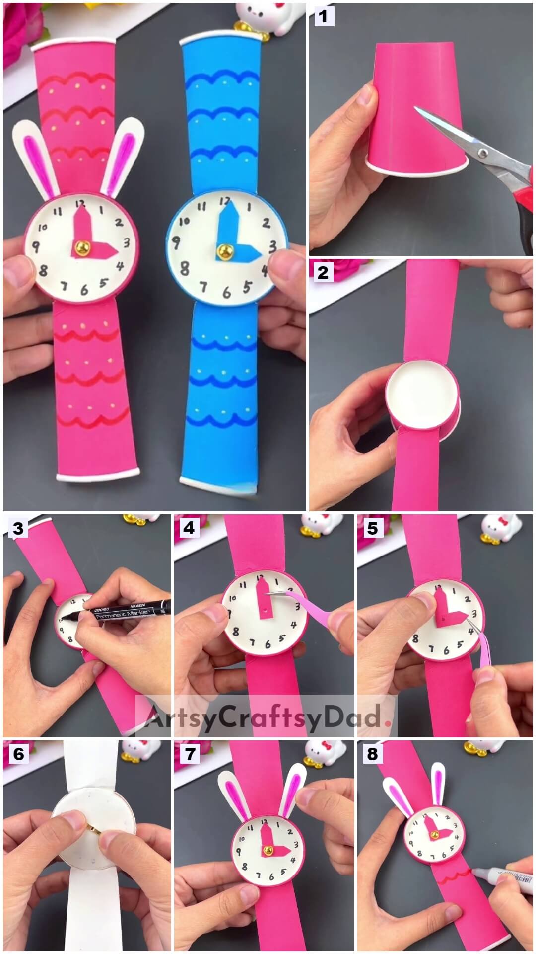 How To Make Paper Cup Wrist Watch Craft Tutorial for Kids