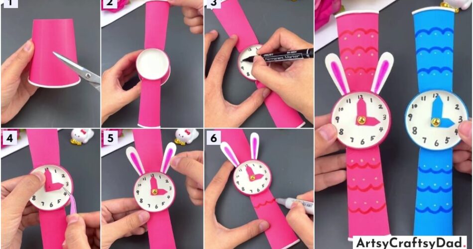 How To Make Paper Cup Wrist Watch Craft Tutorial for Kids