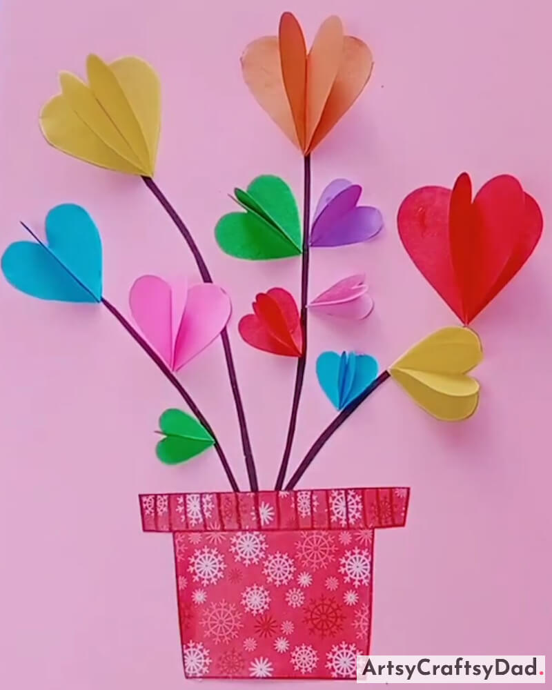 Last Minute Heart Paper Flower Bouquet Craft For Valentine's Day-Entertaining and Original Paper Craft Ideas to Foster Kids' Creativity