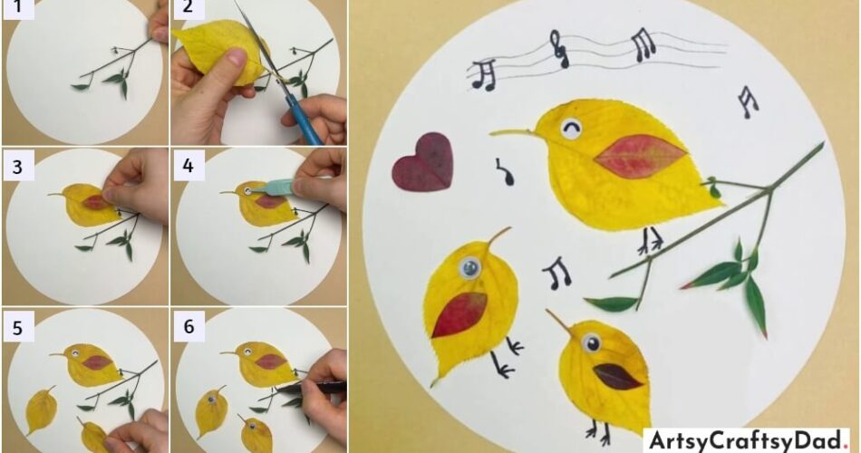 Leaf Singing Bird Craft Tutorial Step By Step For Kids