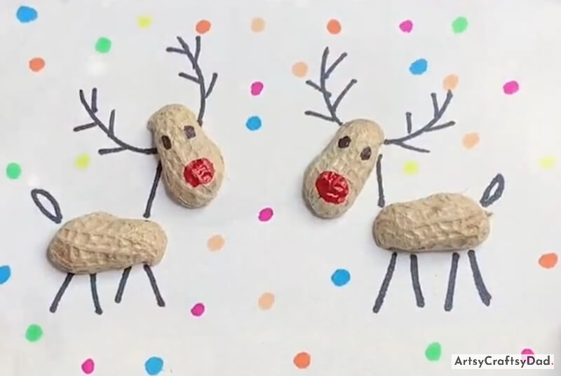 Lovely Peanut Shell Reindeer Craft For Little Ones-Quick and cool craft projects for kids
