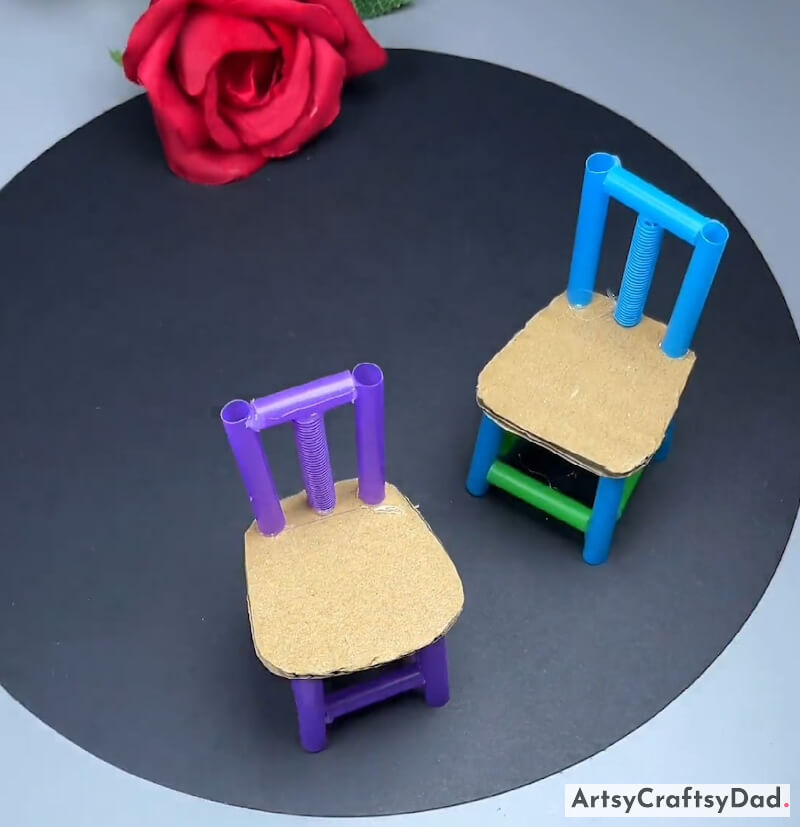 Miniature Chair Craft Made With Straw & Cardboard-Unique Recycled Art and Craft Ideas to Engage Children