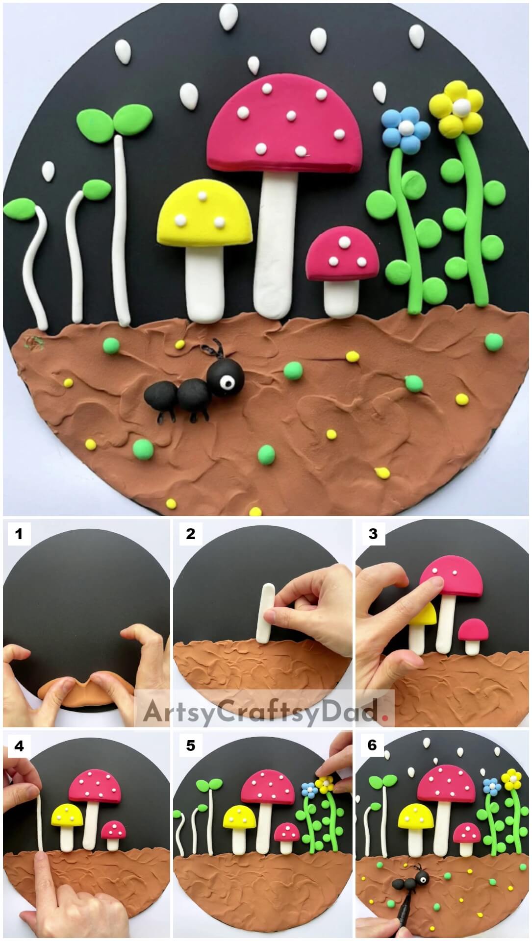 Mushroom And Flower Clay Craft Tutorial With Ant
