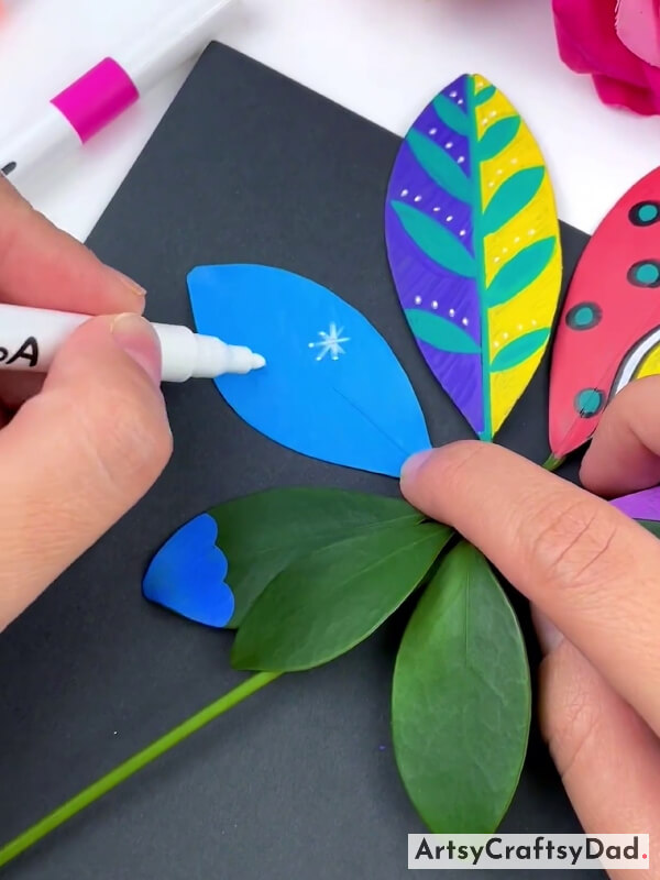 Drawing And Coloring On Different Leaf