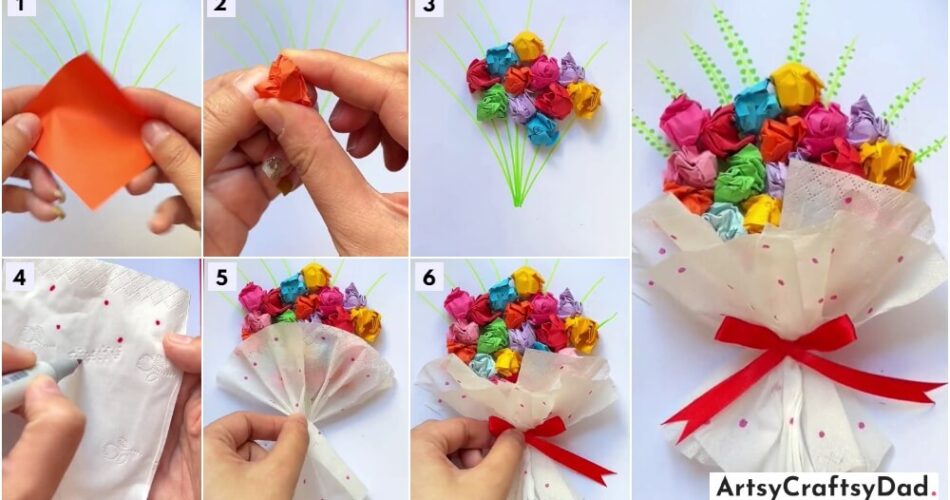 Paper Lump Flower Bouquet Craft Tutorial For Kids