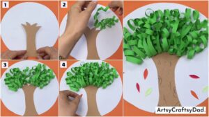 Paper Strips Tree Craft Step By Step Tutorial
