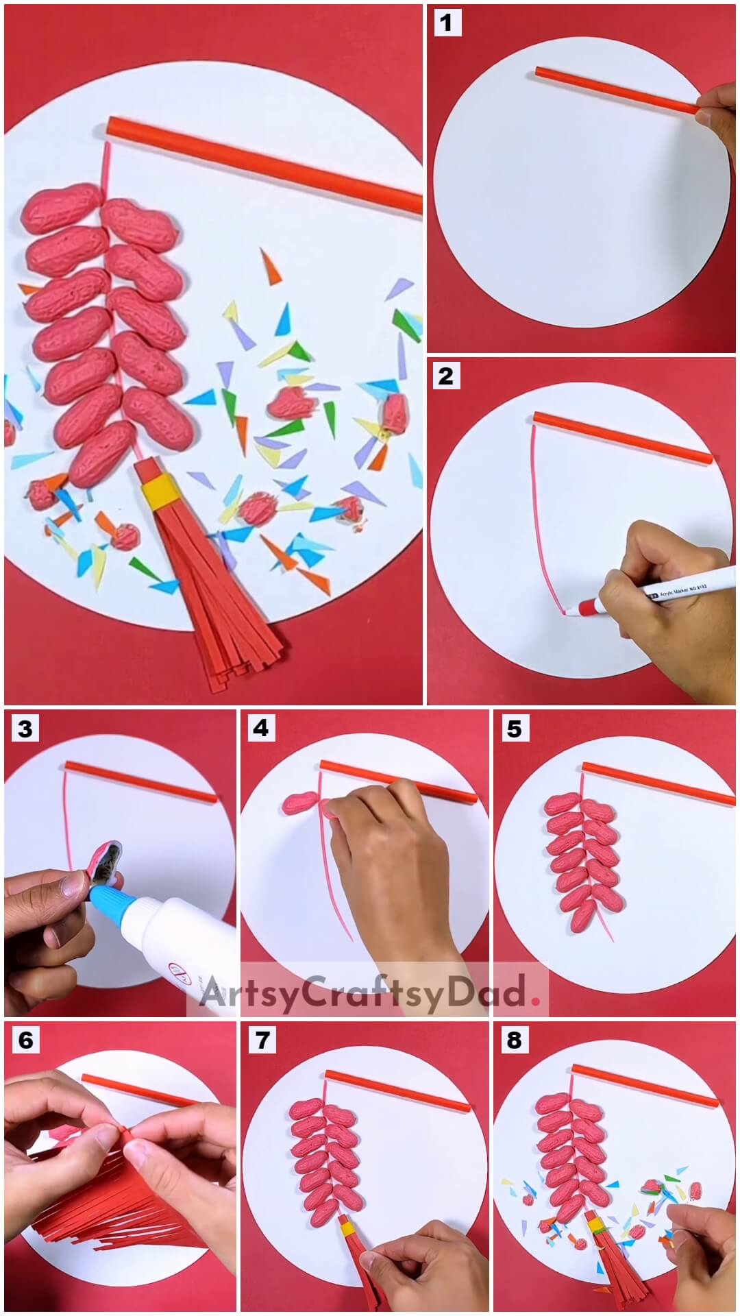 Peanut Shell Chinese Firecracker Craft Tutorial for New Year