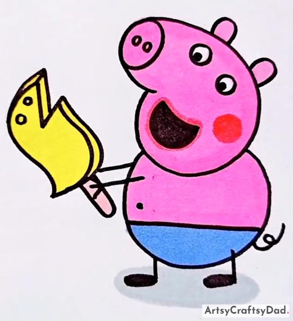 Peppa Pig Holding With Ice Cream - Creative Drawing Idea-There are countless possibilities for kids to depict animals in unique and enchanting ways. 