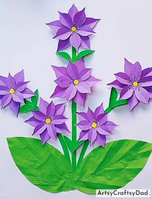 Purple Flower Craft Idea Using Craft Paper - Paper Flower Craft Ideas Perfect for Beginners
