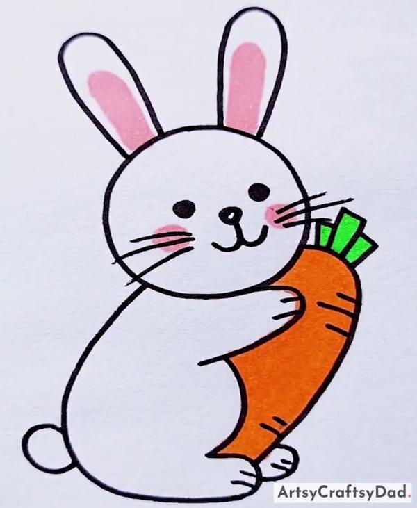 Rabbit Holding Carrot- Drawing Idea Using Numbers 0,6 & 1 - Creative and Enjoyable Pencil Drawing Activities for Children
