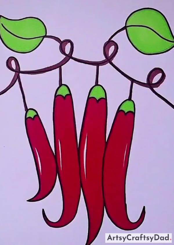 Red Chilli Drawing Idea for Beginners-Creative and Alluring Food Art Concepts for Kids