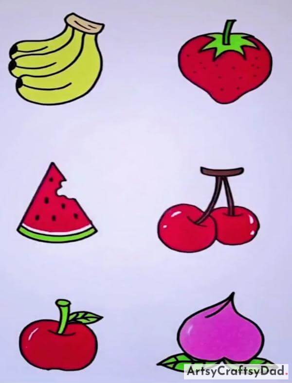 Simple Fruit & Vegetables Drawing For 7-8 Years Old Kids-Inspiring and Appealing Food Sketches for Children
