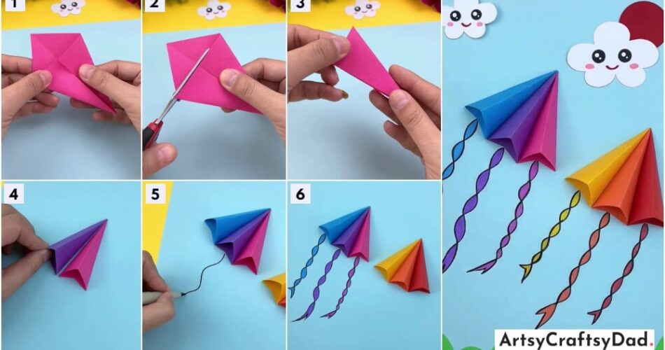 Spring Kites Paper Craft Tutorial For Kids