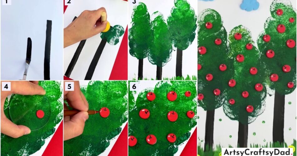 Stamping Apple Tree Craft Tutorial For Beginners