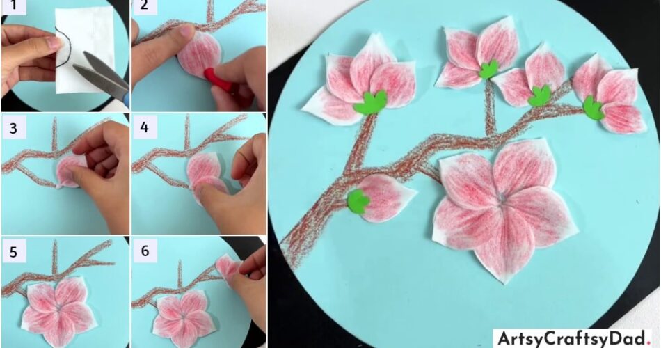 Tissue Paper Flower Craftwork Step By Step Tutorial