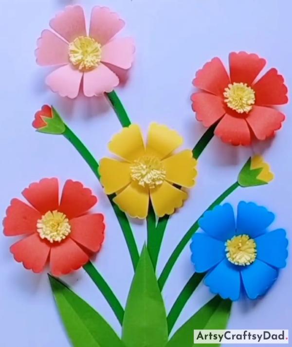 Vibrant Paper Flower Bouquet Craft Idea for Younger Ones -Crafting Suggestions for Paper Flower Beginners