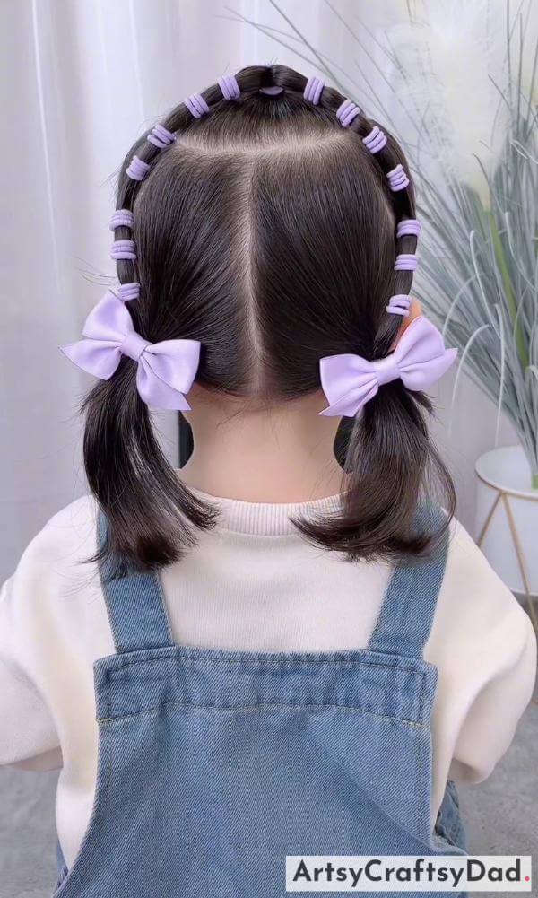 Beautiful Purple Beads Braided Hairstyle For Kids-Adorable braided look ideal for children