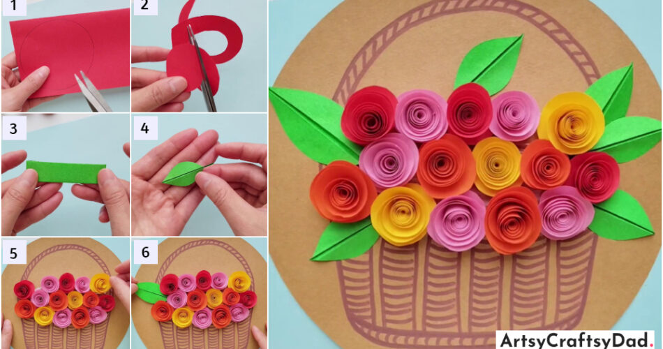 Colorful Paper Flower Basket Craft Tutorial For Kids