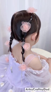 Creative Braids Hairstyle With Rose Petals for kids