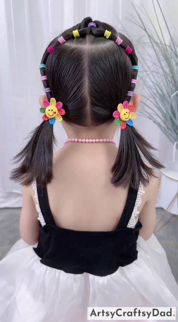 Simple Colorful Beads Braided Hairstyle for Kids-Fashionable braided hairdo for young ones