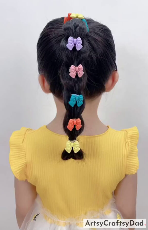 Simple Colorful Clips Knotted Braids Hairstyle for Kids