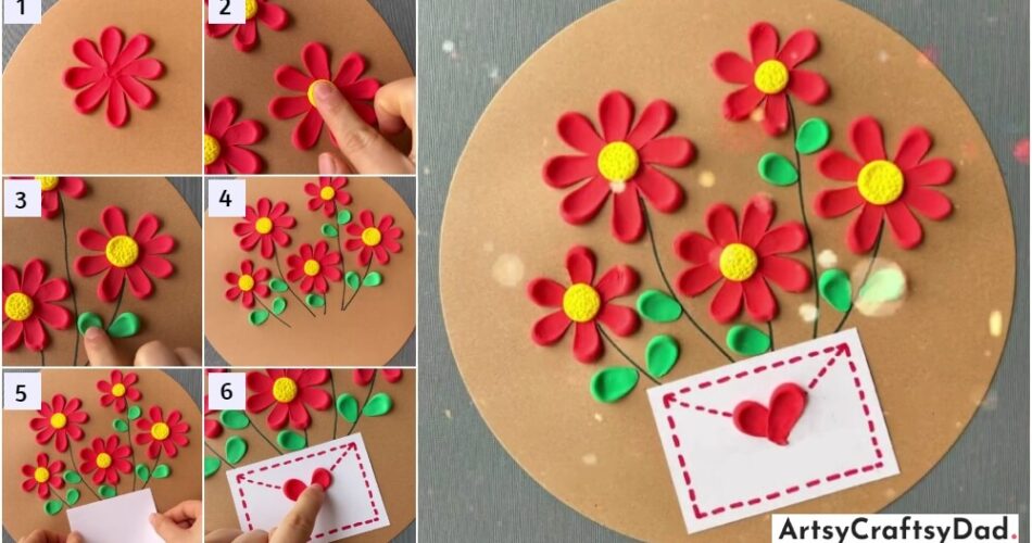 Adorable Clay Flowers Card Craft Tutorial For Beginners