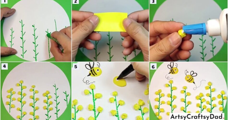 Flying Bees On Flowers - Paper & Clay Artwork Tutorial