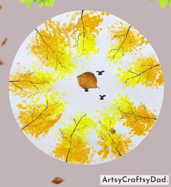 A Circle Fall Leaves Painting Ideas for Kids 