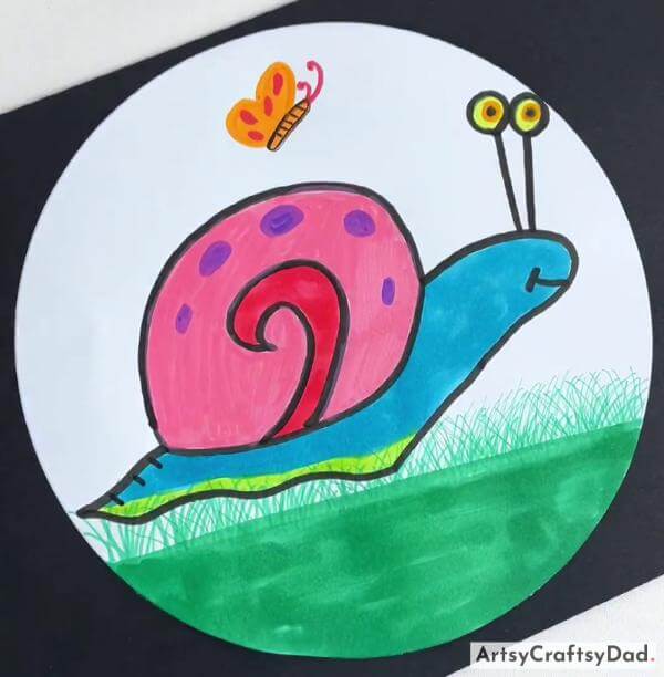 Amazing Hand Outline Snail Drawing Idea For Kids