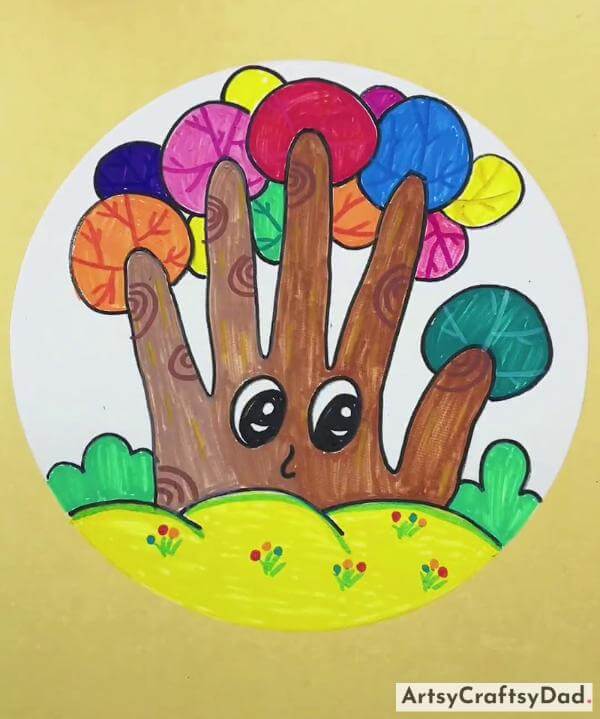 Beautiful Handprint Tree Drawing Art for Children 