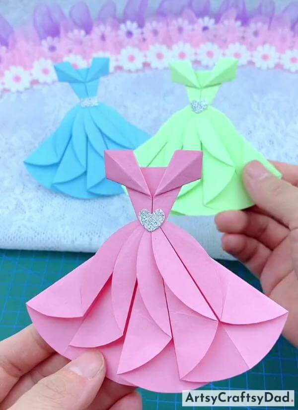 Beautiful Origami Paper Dress Craft Idea for Kids 