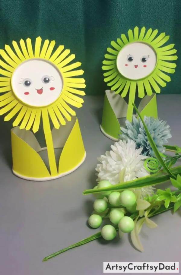 Beautiful Sunflower Paper Cup Craft For Little Ones