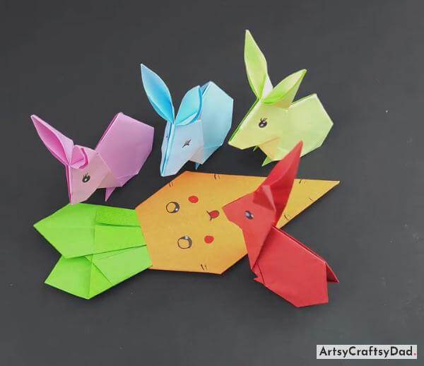Bunny Eating Carrot Awesome And Colorful Paper Craft
