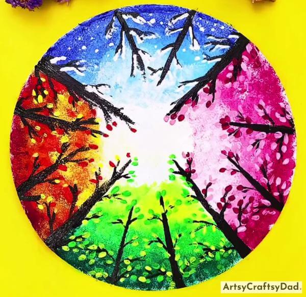 Cool Art Colorful Tree Drawing for Children 