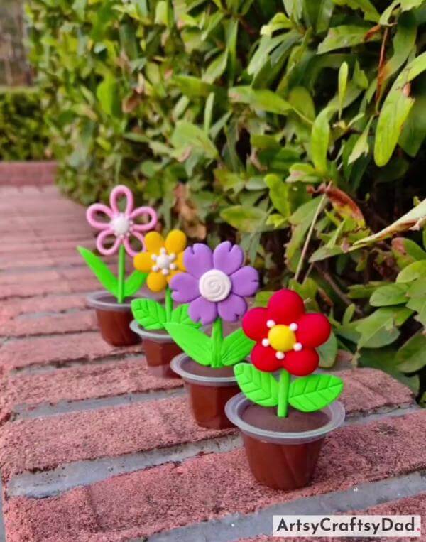 Creative Colorful Clay Flowers Pot Craft for Kids 