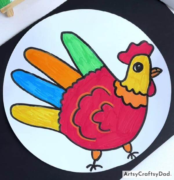 Creative Palm Outline Hen Drawing Ideas For Kindergarten