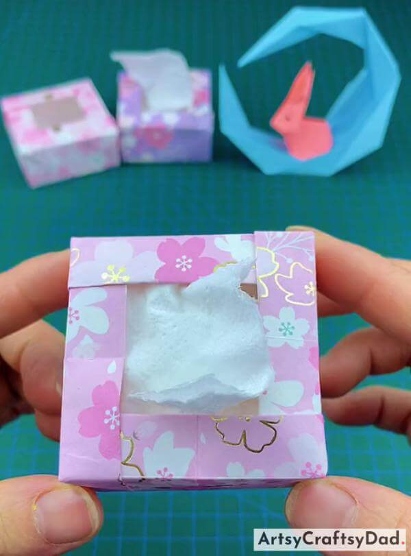 Creative Tissue Box Craft Idea Using Origami Printed Paper 