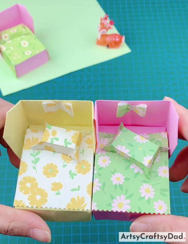 DIY Origami Paper Bed & Pillow Craft Idea for Kids 