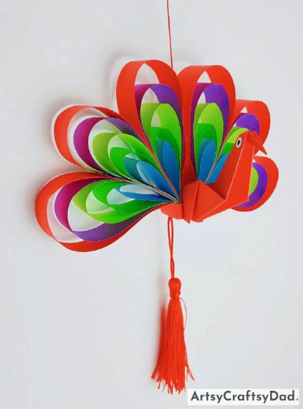 DIY Origami Paper Wall Hanging Peacock Craft Idea 