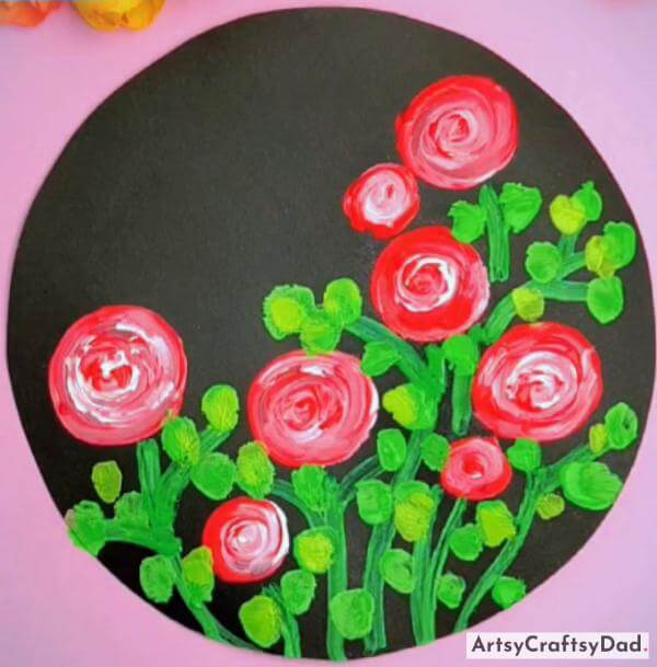 Easy Bunches Rose Drawing Art for Kids 
