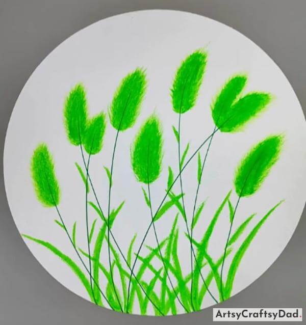 Easy Circle Green Stems Painting for Toddlers 