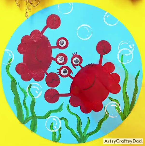 Easy Crab Underwater Stamp Painting Idea For Kids