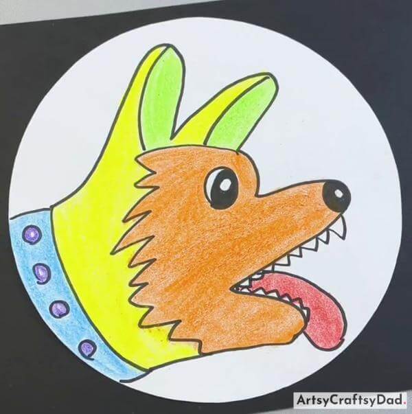 Easy To Make Hand Outline Dog Drawing For Kids