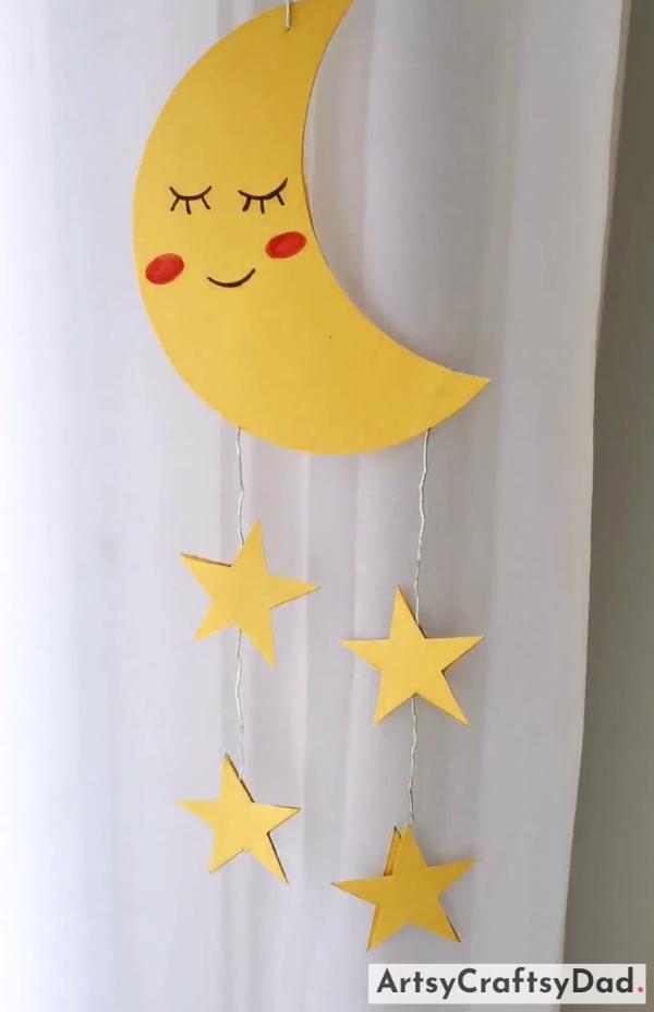 Easy To Make Hanging Moon & Star Paper Craft For Kids