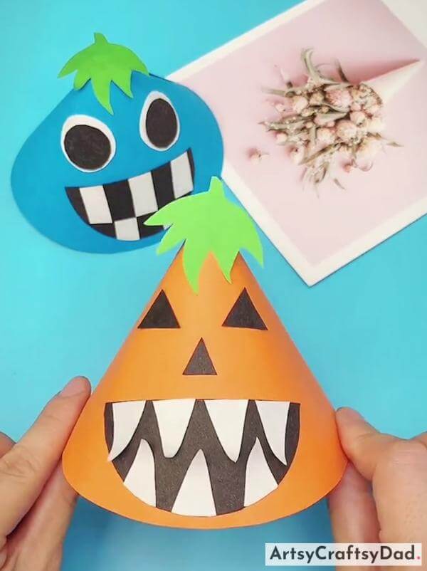 Halloween Pumpkin Paper Cap Craft For Kids