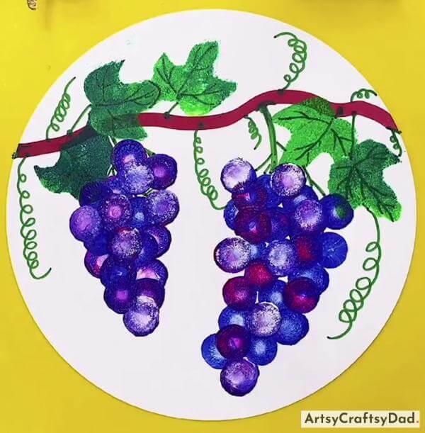 Handmade Grapes Drawing Art for Kids 