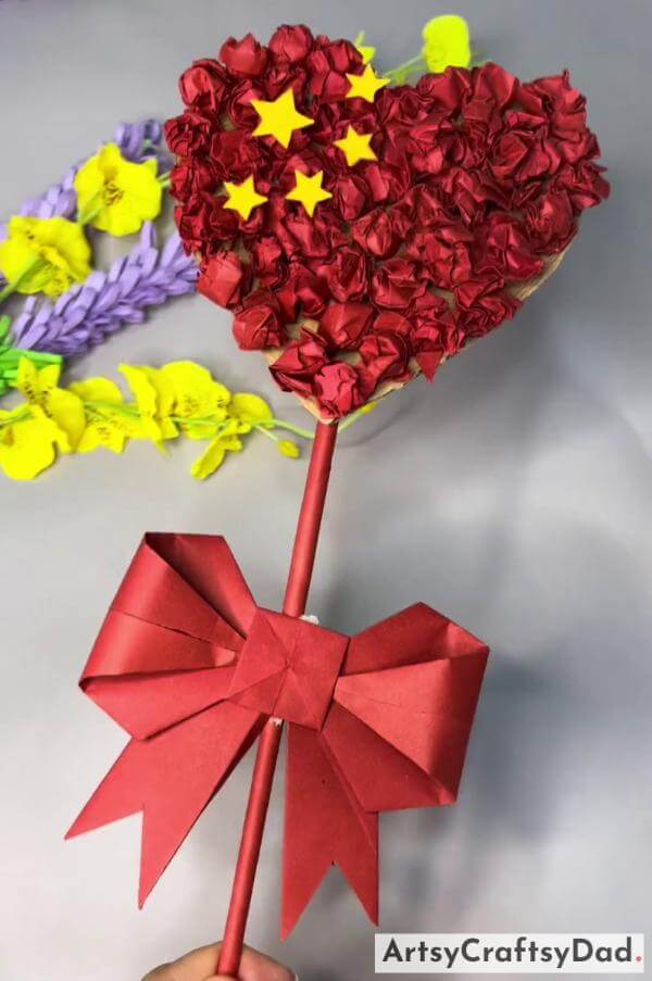 Heart Shaped Crumpled Paper Flower Craft for Younger Ones 