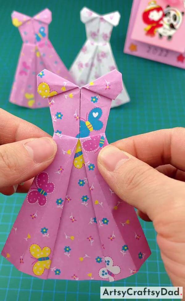 Homemade Origami Paper Dress Craft Idea for Kids 