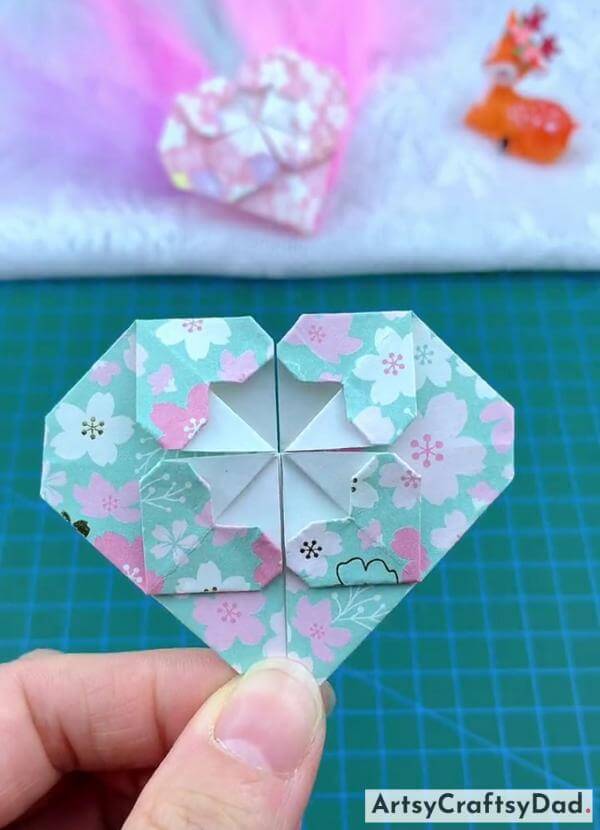 Lovely Origami Paper Heart Craft Idea for Kids 