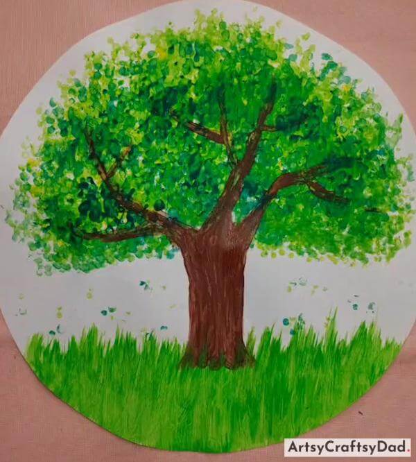 Unique Circle Big Tree Painting Ideas for Children 